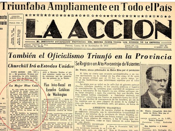 La Acción de Paraná, 12 de noviembre de 1951.