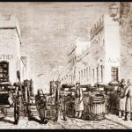 Un dibujo de época, publicado en el periódico El Americano, expone el emplazamiento de una batería en una calle céntrica de Paraná, durante el levantamiento jordanista de 1873.