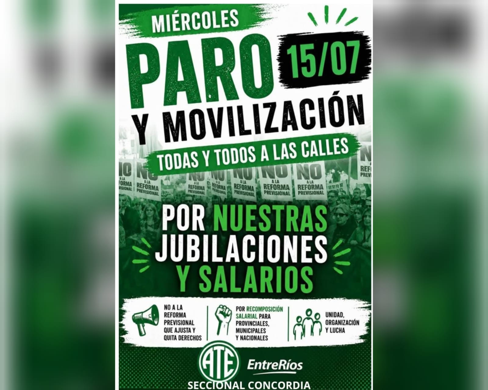 ATE Concordia va al paro: reforma previsional y salarios, en el centro