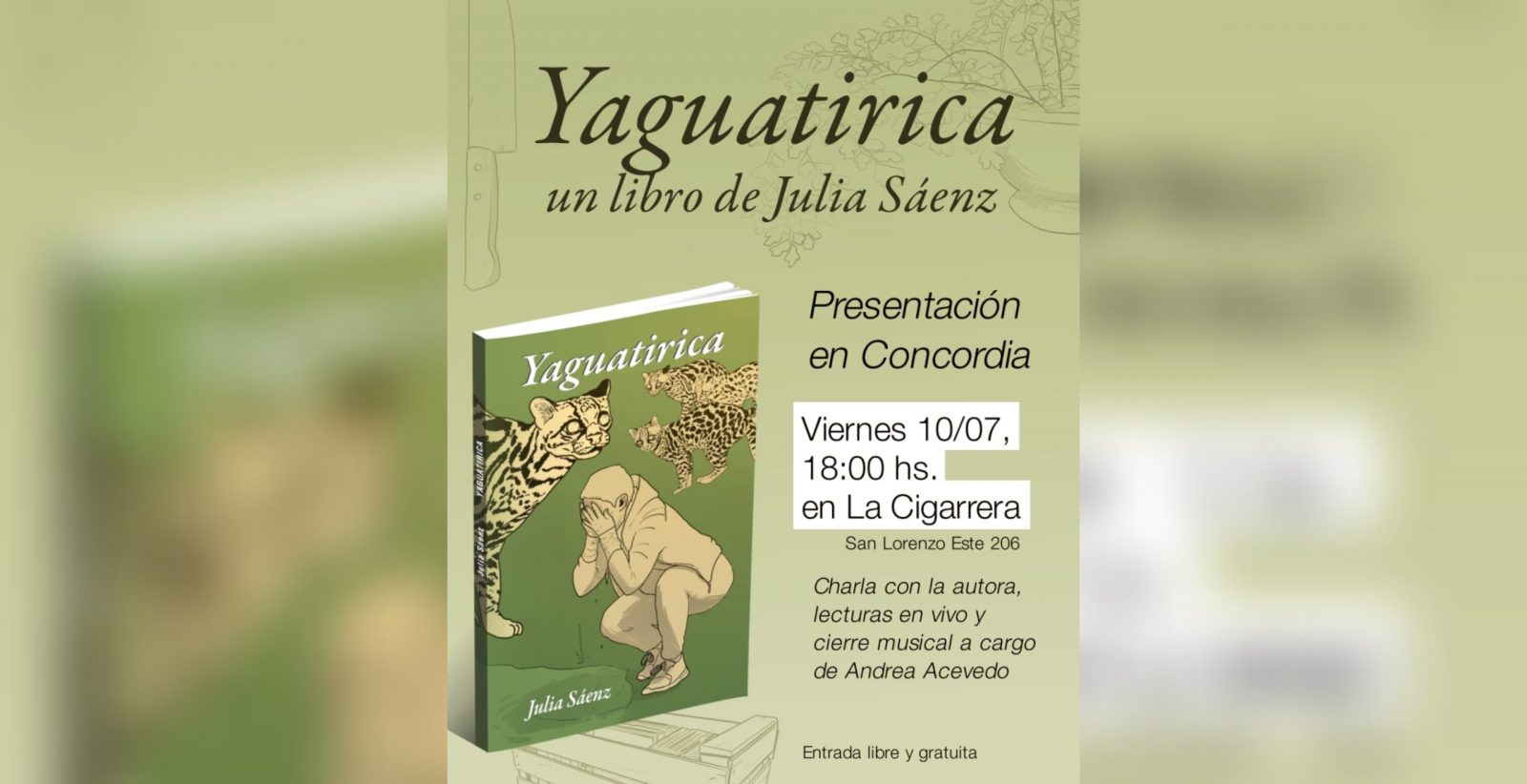 Julia Sáenz presenta 'Yaguatirica' en La Cigarrera con entrada libre